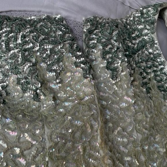 Sequined formal top, light sage - Picture 4 of 5
